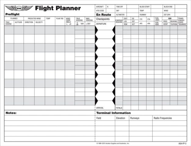 Picture of FP-3 ASA FLIGHT PLANNER PAD